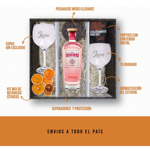 Kit Regalo Heredero Pink Copas Transparentes Personalizadas 1