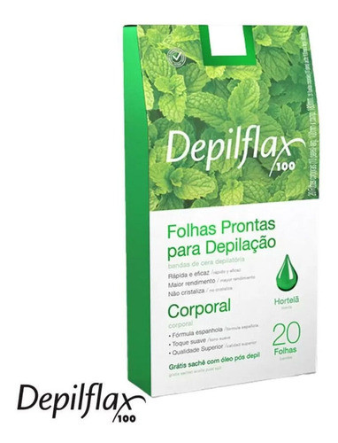2cx Folhas Prontas Depilação Corporal Depilflax Hortelã 20u 1