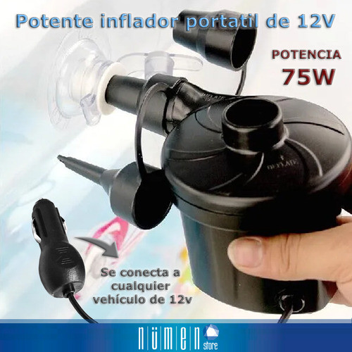Inflador Electrico Colchon 12v Inflable Bote Camping + Picos 1