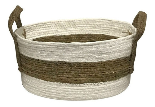 Cesto Tejido 30x27x13cm Blanco/camel 0