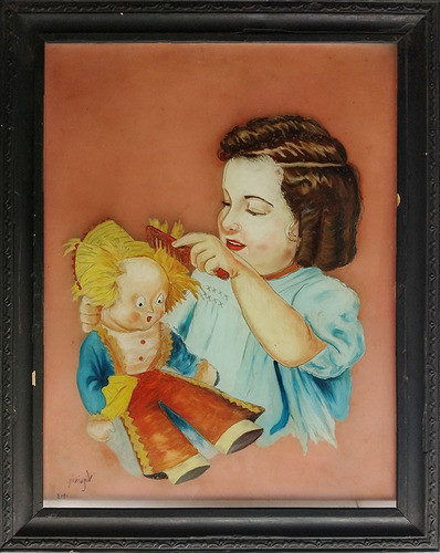 Virginia, Pintura Original Sobre Vidro, 1942 - Lenach 0