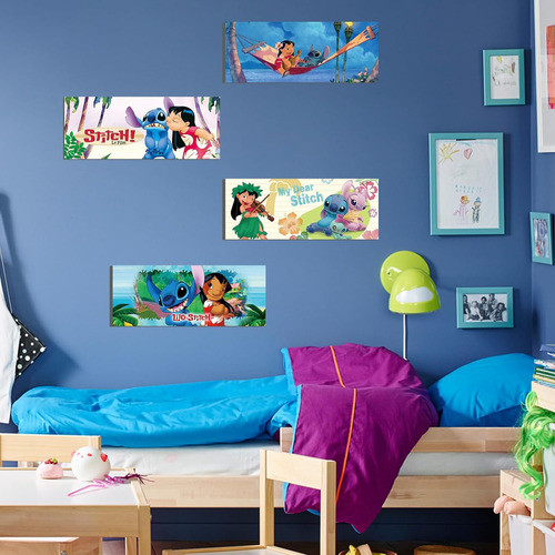 Arte De Pared De Stitch Madera Para Decorar Habitación, 4 Pi 1