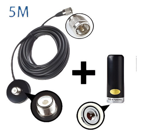 Antena Uhf R1 + Cable Para Motorola Radio Móvil De Xpr4550 X 1