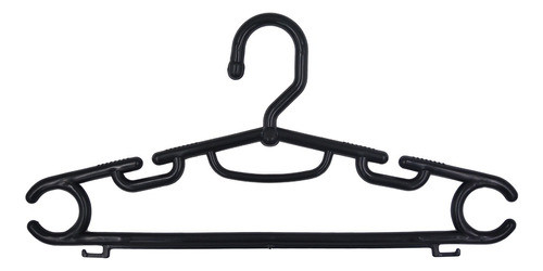 30 Cabides Duas Cavas Grosso Reforçado Plástico Preto 10 Mm 0