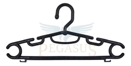 30 Cabides Duas Cavas Grosso Reforçado Plástico Preto 10 Mm 1
