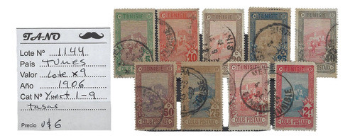 Lote1144 Tunez Lote De 9 Estamp. Año 1906 Yvert# 1-9 Tasas 0