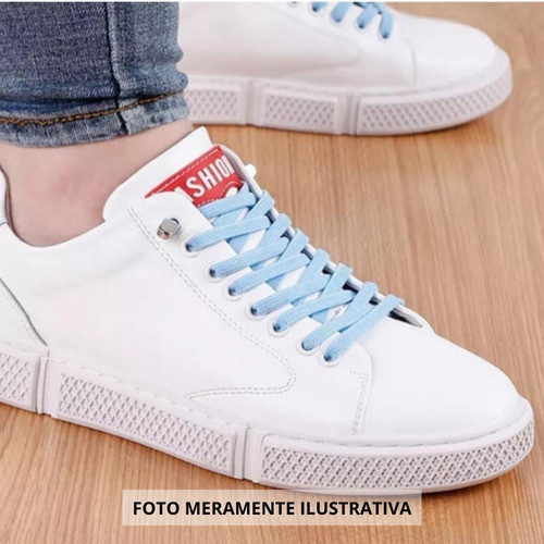 Cadarço Elástico Tênis Plano Com Presilha - Branco 100cm 1