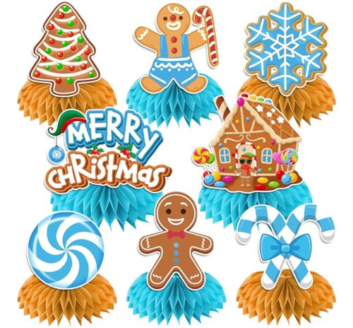 Decoraciones Navideñas De Pan De Jengibre Azul, 0