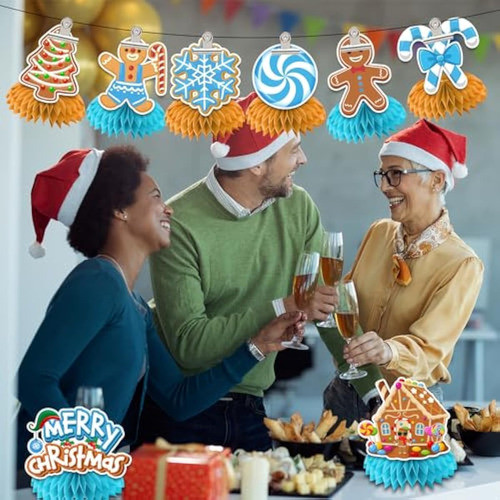 Decoraciones Navideñas De Pan De Jengibre Azul, 1