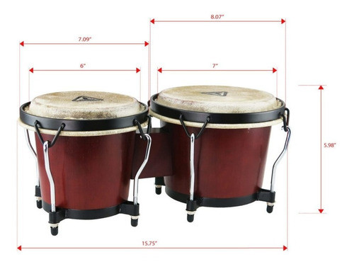 Bongó 6 Y 7 Pulgadas Tycoon Percussion Mah De La Serie Ritmo 1