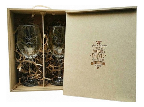 Caja 2 Copas Vino Tu Grabado Personalizado Para Tu Regalo 0