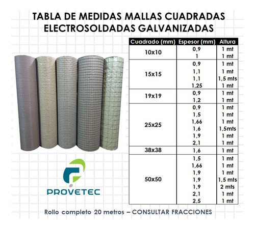 Malla Electrosoldada Galva Tejido Alambre 15x15 0,9mm 1mx10m 1