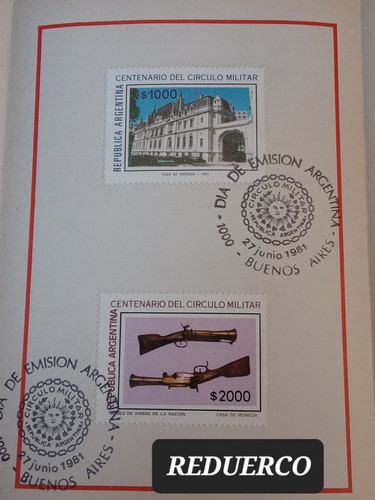 Cuadern Día Emisión 2 Estampillas Centenario Círculo Militar 0