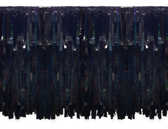 Cortina Metalizada Decoración Y Fiesta  Negro Holográfico 1