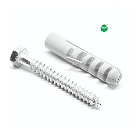 Pack Tarugo Taco Sin Tope N12 + Tirafondo 5/16x2 1/2 - X 10 0