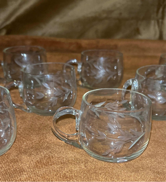 Tazas Antiguas Cristal Tallado De Café O Símil Lote De 8 1