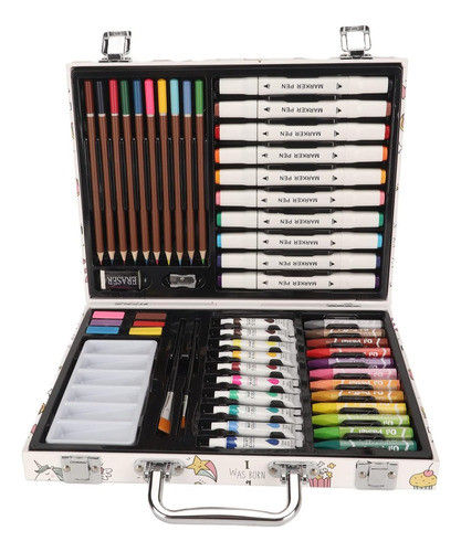 Set De Arte 52 Piezas Valija Escolar Diseño Unicornios 0