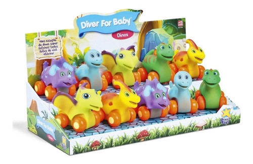 Display Com 10 Mordedores Dinos Divertoys - Atóxico 0