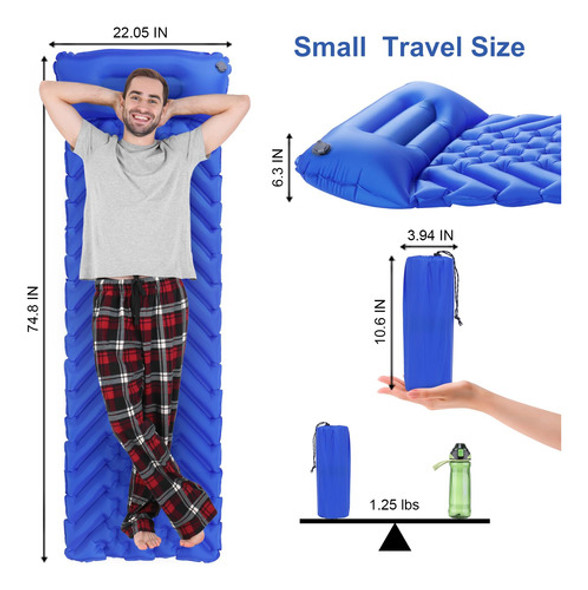 Colchoneta Inflable Ultraligera Para Camping Viajes Montaña 1