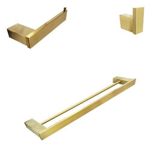 3 Peças Para Banheiro - Kit 6 Dourado Inox 0