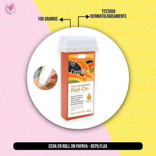 Cera Depilatoria Depilflax Roll-on Papaya 100gr - Tremenda 1
