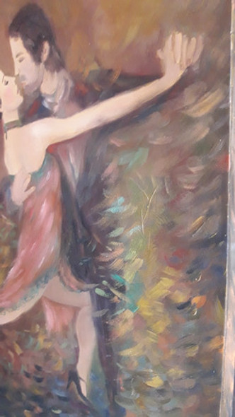 Cuadro Original Tango Pintado Sobre Madera Con Bastidor 1