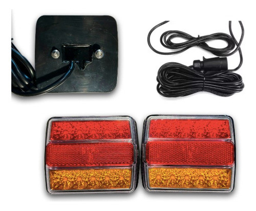 Kit Faroles Trailer Trasero Led Con Cable 7m Conector Macho 0