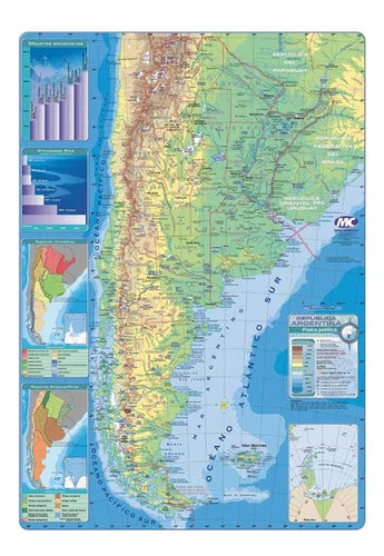 Argentina (físico/político) N°6 (35x50cm) X 3 Unidades 0