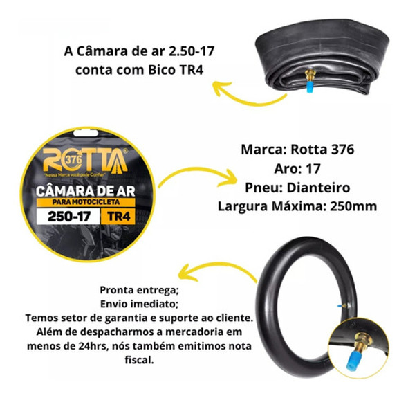 Câmara De Ar Para Pneu Biz 125 Pop Aro 17 Dianteiro Bico Tr4 1
