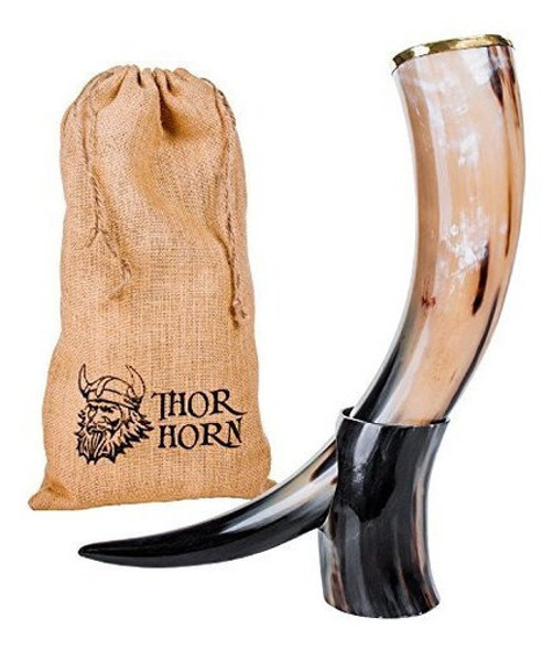 Thor Horn Cuerno Para Beber Viking Grande Con Soporte  Auten 0
