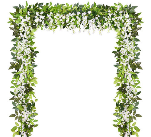 Pack De 4 Guirnaldas, Flores De Glicina Artificiales/blanco. 0
