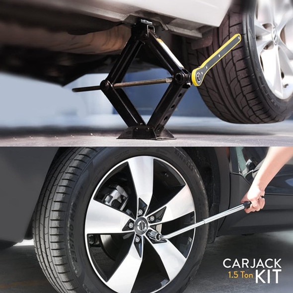 Kit Car Jack | Scissor Jack Para Coche 1.5 Ton (3,300 Lbs) - 1 Kit Car Jack | Scissor Jack Para Coche 1.5 Ton (3,300 Lbs) - 1