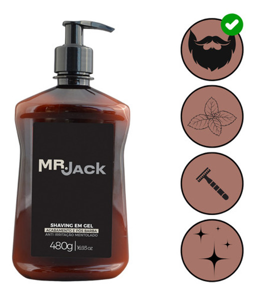 Gel Shaving Mentolado Pos Barba Anti Irritacao Mr Jack 480g 1