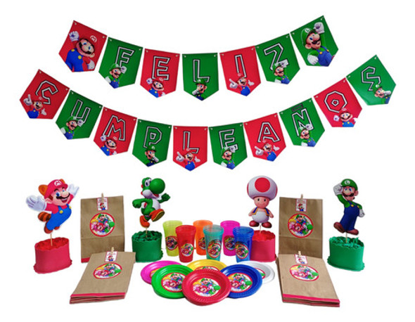 Platos Mario Bros Cumpleaños Decoración 1
