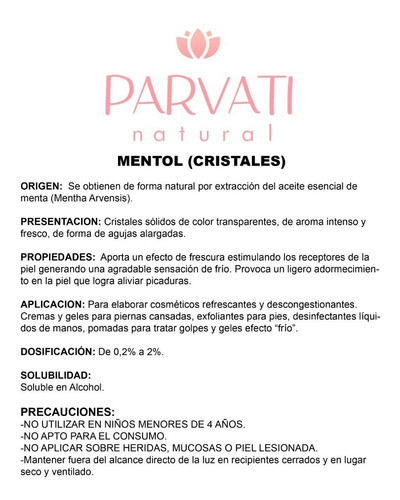 Cristales De Mentol 10grs 1