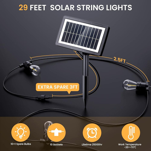 Guntsous 29ft Solar Outdoor Lights, Ip65 Solar Lights Outdoo 1
