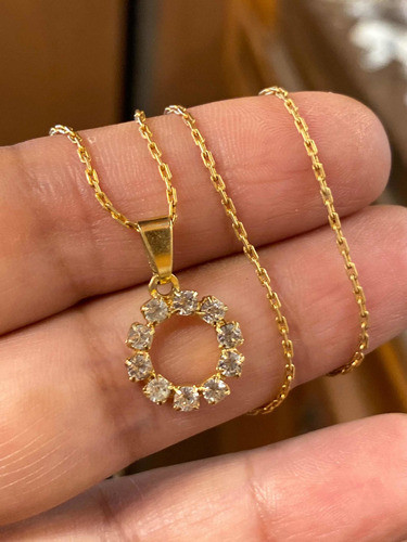Luli Cadena Colgante Aro Circonias Enchapado Oro 18k Brill 1