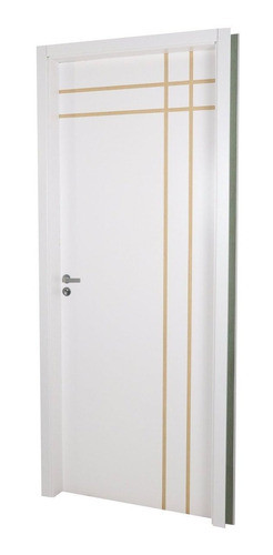 Kit Porta De Madeira Decorada 215x64cm Com Batente De Mdf Wt 1