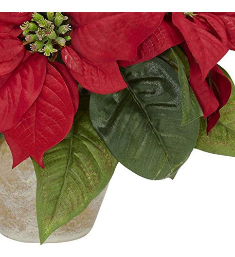 Nearly Natural 1268 Poinsettia Con Arreglo De Flores De Seda 1