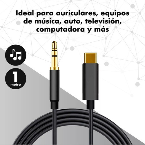 Cable Cable Tipo C A Auxiliar 3.5 Para iPhone 16 / Pro / Max 1