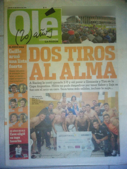 Diario Ole 26 Mayo 2016 Racing 2 Gimnasia Y Tiro 0 0