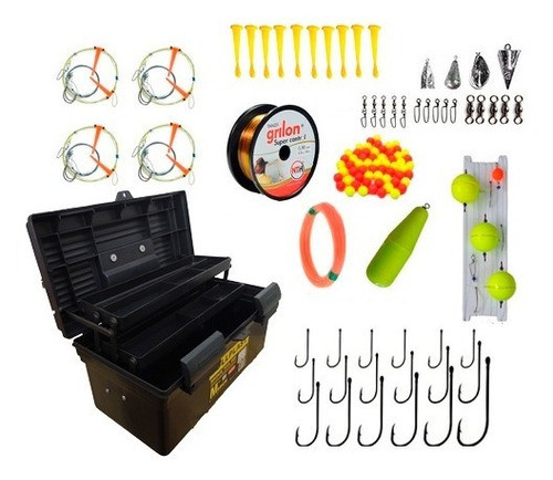 Kit Pejerrey Caja +anzuelos + Lineas + Plomadas + Accesorios 0