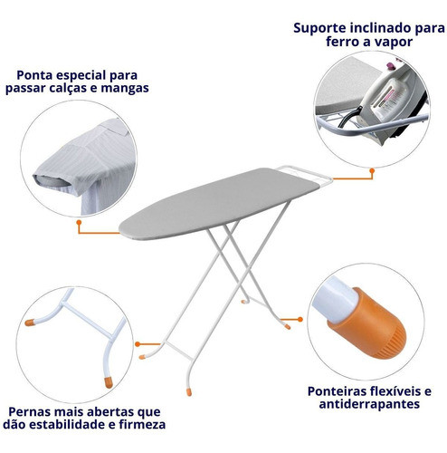 Tábua De Passar Roupas Com 4 Regulagens De Altura 1,29m 1