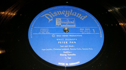 Peter Pan Walt Disney Lp Vinilo Con Insert Hojas De Cuento 1