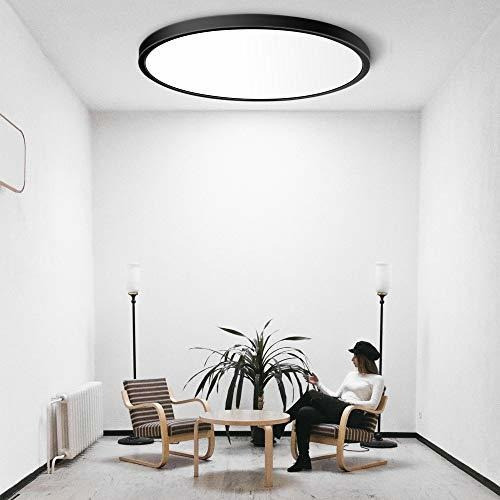 Lámpara Techo Led Luz 5000k Blanca Plafón Negro Lamp Redonda 0