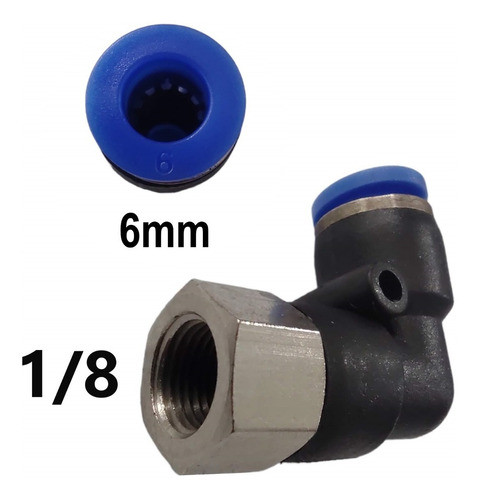 05 Conexao Pneumatica Cotovelo P/ Tubo 6mm Rosca Femea 1/8 0