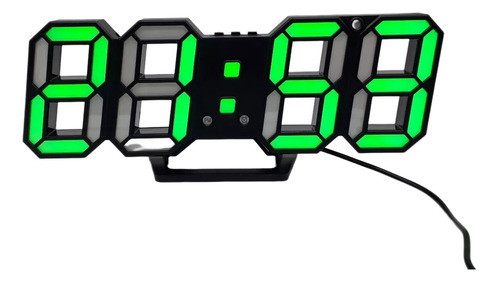 Relogio Led Digital Mesa Parede Multifunção Verde E Preto 0