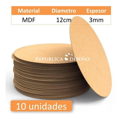 Base Circulo 12cm Diametro Madera Fibrofacil Mdf Portavasos 1