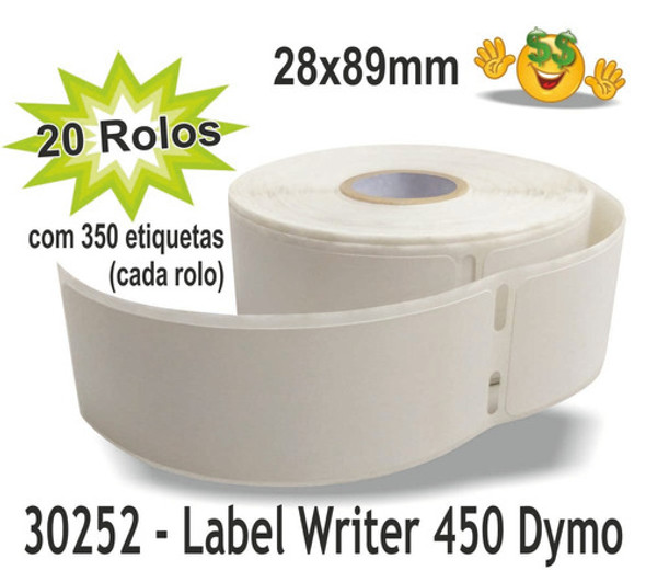 20 Etiqueta Compatível 30252 Impressora Labelwriter 450 Dymo 0