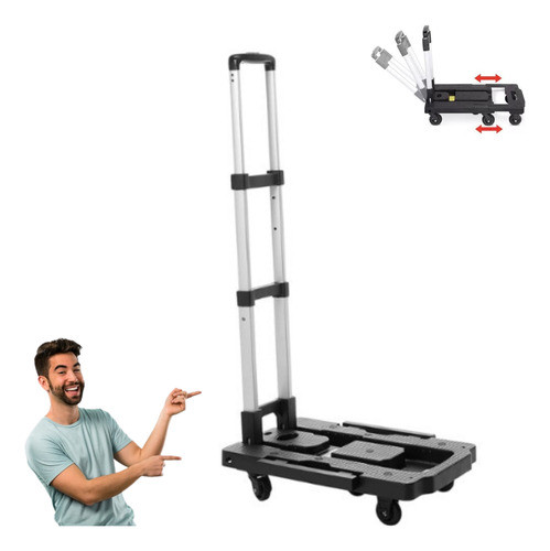 Carrinho Mão Dobrável Transporte Carga Até 100kg De Alumínio 0